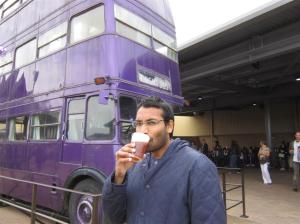 Trying out the famous butterbeer